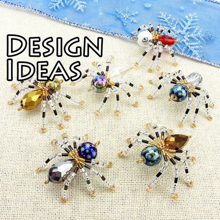 KIT Christmas Spider Ornaments, faceted glass beads, gold tone, snowflake beads, Christmas tree decoration, Irina Miech