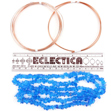 KIT Tree of Life suncatcher, copper wire, blue glass chip beads, creative wirework, DIY sun catchers, designer Irina Miech