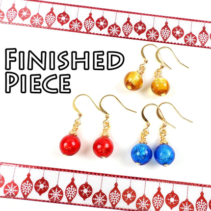 KIT Christmas ornament earrings assortment, bright colors, holiday themed earrings, gold tone metal, make three pairs, designer Irina Miech
