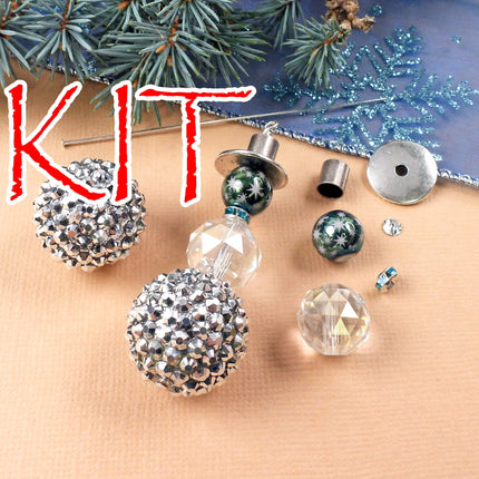 Kit Sparkly snowman ornament, silver tone, fun holiday Christmas tree decoration, pendant, designer Irina Miech