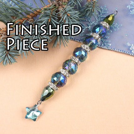 KIT Star icicle ornament, silver tone and teal greenish blue colors, Christmas tree decoration, designer Irina Miech