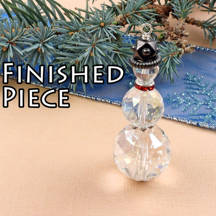 Kit faceted glass Snowman ornament, fun holiday Christmas tree decoration pendant, designer Irina Miech