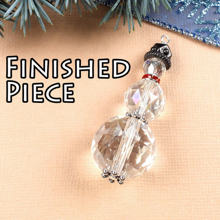 Kit faceted glass Snowman ornament, fun holiday Christmas tree decoration pendant, designer Irina Miech