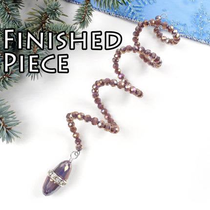 KIT Sparkling glass holiday suncatcher ornament, helix shape, purple sun catcher decoration, designer Irina Miech